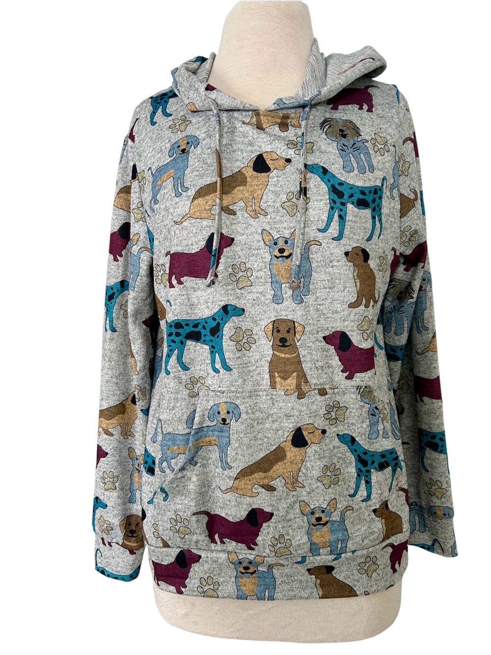 NWT LA Soul Gray Dog Print Soft Knit  Hoodie